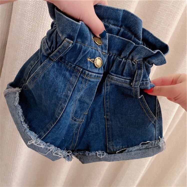 Kids Toddler Girls Fashion Casual Cute Lace Denim Shorts