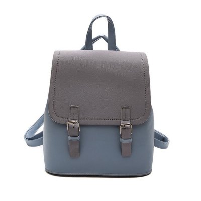 Women Elegant Buckle Frosted Design Solid Color Color Blocking Backpack