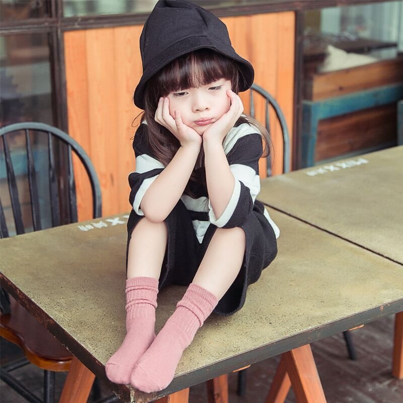 Kids Medium Tube Solid Color Thick Pile Socks